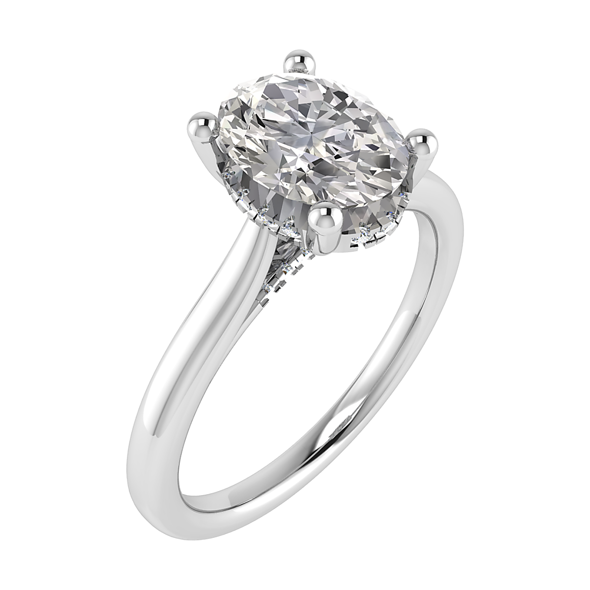 Deze 14k witgouden ring, model LGLT1695, is een verfijnde verlovingsring met een ovale labdiamant van 1.0 karaat en een 'hidden halo'. De diamant heeft de hoogste witkleur D, zuiverheid VS1, en schittert prachtig. De ring is perfect voor een verloving en combineert elegant met andere sieraden of op zichzelf als opvallend statement. Ideaal voor dagelijks gebruik. Ring wordt geleverd met een IGI diamanten certificaat 