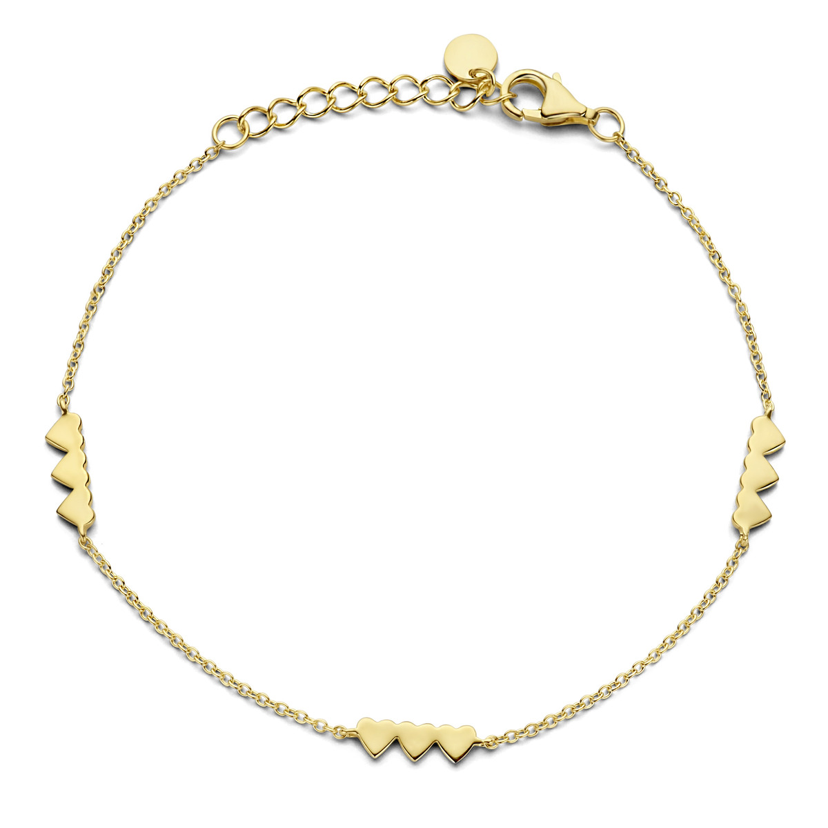 Armband AG verguld met 3 hartjes 16+3cmNaiomy