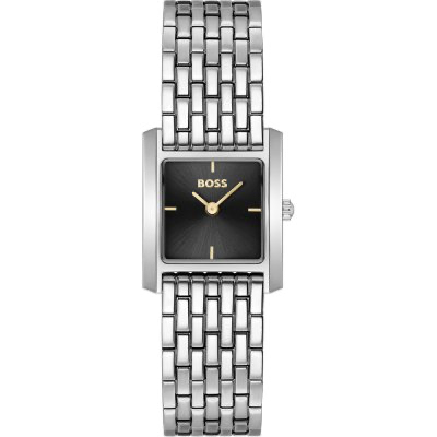 Dit BOSS Womenswear horloge heeft een strakke zwarte wijzerplaat met minimalistische indexen en een architectonische kast die moderne vrouwelijkheid uitstraalt. De armband bestaat uit zeven eigentijdse schakels.