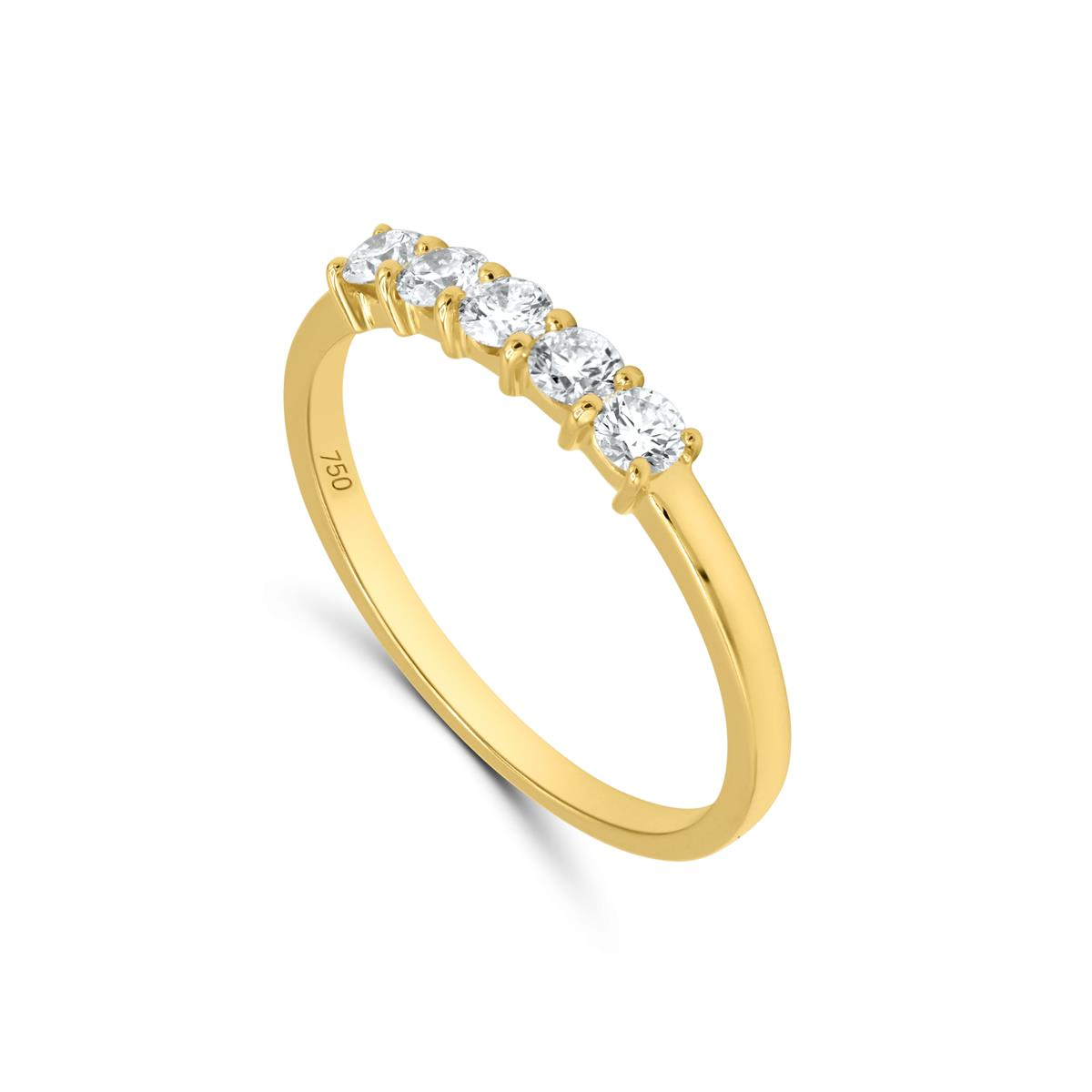 Ring in geel goud 18 k met natuurlijke diamant 0.34 ct 