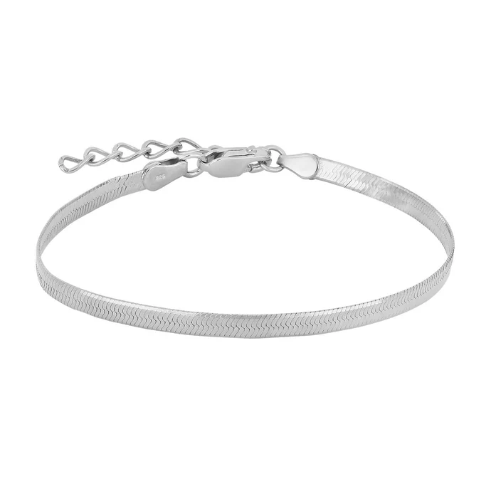 Das Armband Bestehend aus hochwertigem rhodiniertem Silber, bietet es einen flachen, modernen Look. Tragen Sie es stilvoll am Kn&ouml;chel, um jedem Outfit einen Hauch von Eleganz und Raffinesse zu verleihen. Perfekt f&uuml;r den Alltag und besondere Anl&auml;sse.