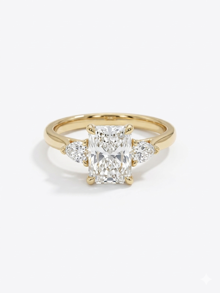 Deze prachtige ring met modelnummer LD23522 bevat een 1.52 karaat radiant-cut labdiamant en een peervormig design. Gemaakt van 14-karaats goud met een glanzende afwerking, is deze ring perfect als verlovingsring. De diamant heeft een zuiverheid van VVS2 en een kleurklasse D. Draag deze elegante ring bij speciale gelegenheden voor een verfijnde look. 
Ring wordt geleverd met een IGI diamanten certificaat 