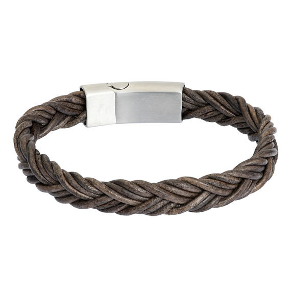 De iXXXi Men armband Mees is een handgemaakte leren armband. De bracelet bestaat uit een gevlochten design bestaande uit smalle, bruinkleurige leren banden.