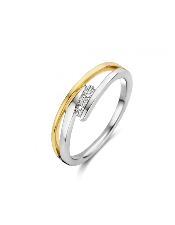 Briljant ring LUNA met 0.10 crt H/Si is een blikvanger om elke vinger. Twee kleuren goud en schitterende briljanten.
LUNA is als set verkrijgbaar bestaande uit ring, oorsieraden, hanger en zelfs een collier