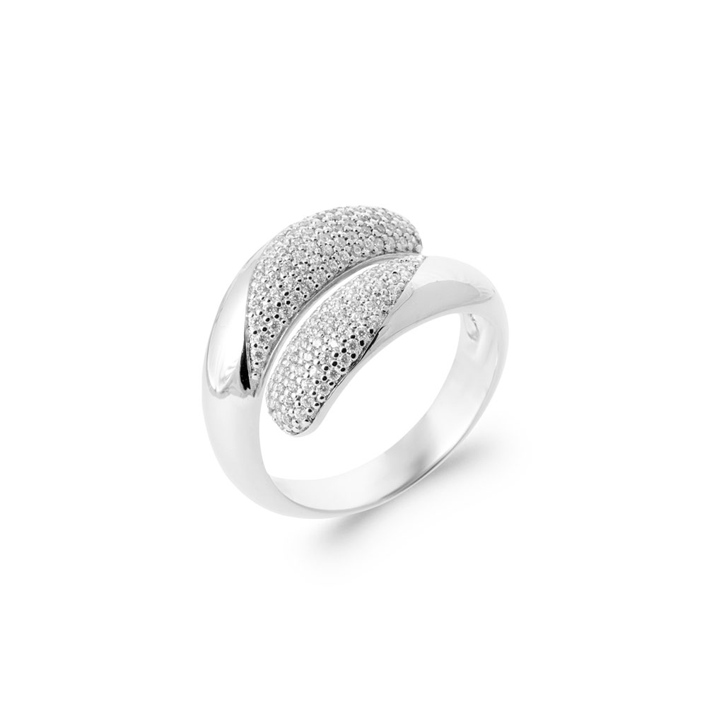 Zilveren fantasie ring met zirkonia