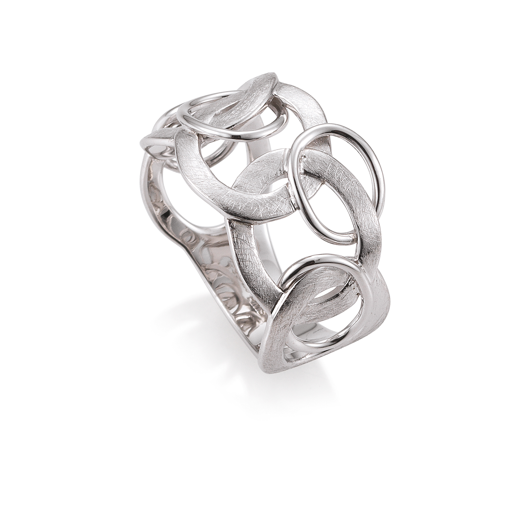 Zilveren fantasie ring mat/poli