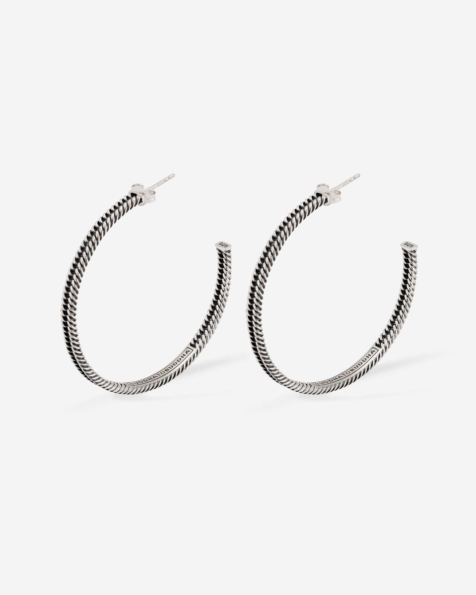 BUDDHA TO BUDDHA 445 one - Chain Hoop Earrings Silver
