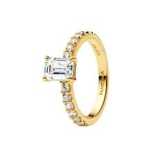 Pandora Rectangular Sparkling Halo Ring