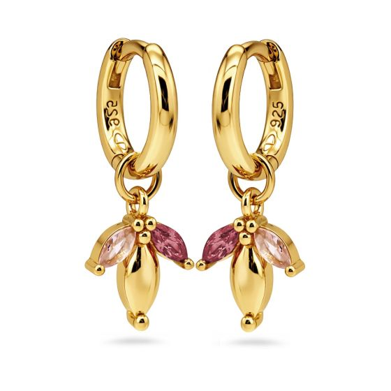 Karma Jewelry Hinged Hoops Skyle Zirconia Wine Red Goldplated