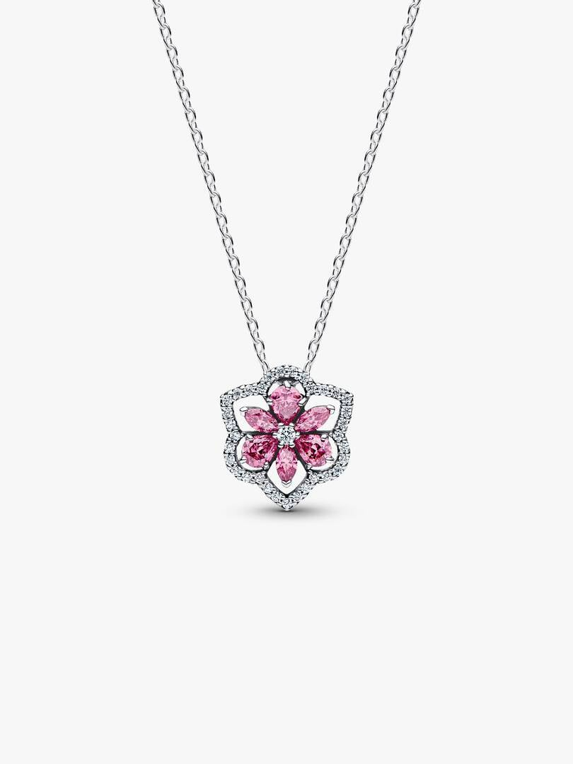  Pandora Sprankelende Roze Herbarium Bloem Ketting met Hanger