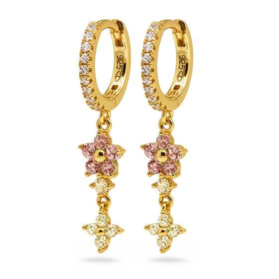 Karma Jewelry Hinged Hoops Olivia Zirconia Flower Wine Red-Citrien