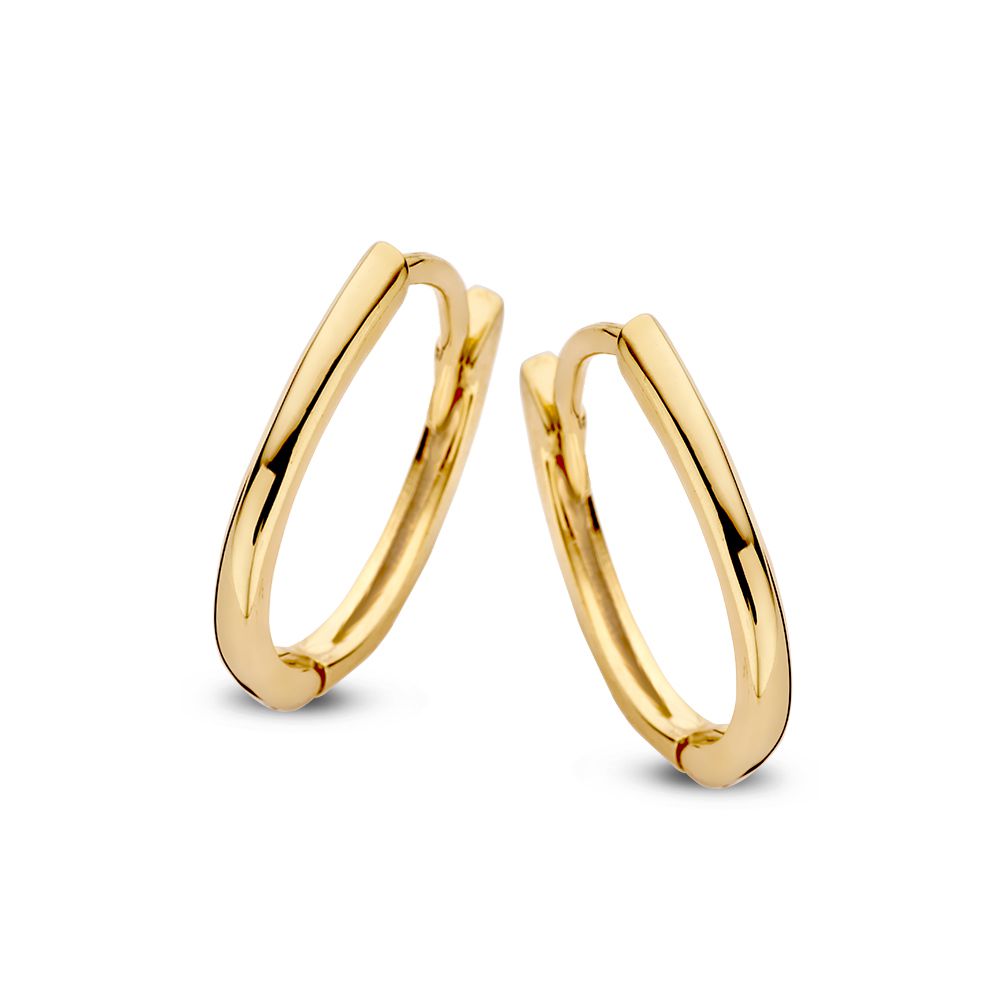 Ovale, gouden ooringen met een diameter 13mm
