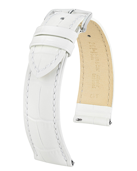 HIRSCH DUKE L WHITE CALF 20/18MM 01028001-2-20.
De specificaties zijn als volgt:
Bandbreedte: 20