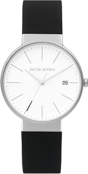 Dit is een horloge van het merk Jacob Jensen gemaakt voor heren.
De specificaties zijn als volgt:
Kastmaat: 37 mm
Kastdikte: 7,5
Bandlengte: 120
Bandbreedte: 18
Waterdichtheid: 5 ATM / 50 Meter / 165 Feet
Dit horloge heeft de volgende functies/eigenschappen:
Datumaanduiding