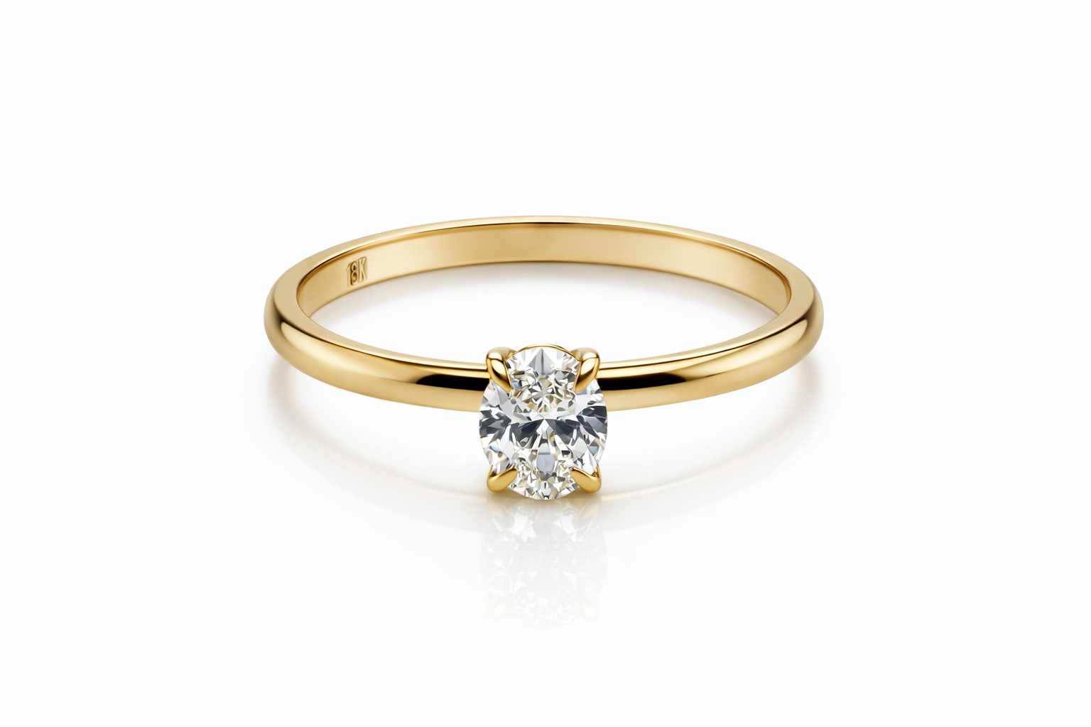 Verlovingsring geel goud 18kt met natuurlijke diamant .