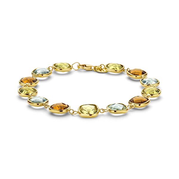 Dit is een armband van het merk Italo Bottene gemaakt voor dames. 14karaat goud, gezet met Quartz en Peridot 17cm