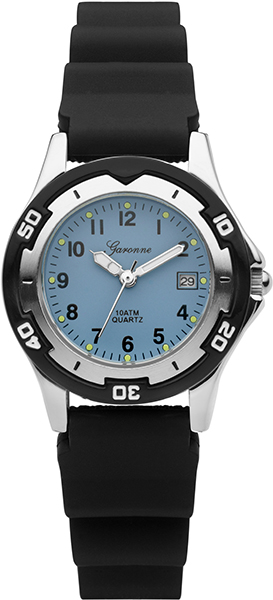 Dit is een horloge van het merk Garonne gemaakt voor jongens.
De specificaties zijn als volgt:
Kastmaat: 32 mm
Kastdikte: 7,9
Bandlengte: 190
Bandbreedte: 16
Waterdichtheid: 10 ATM / 100 Meter / 330 Feet
Dit horloge heeft de volgende functies/eigenschappen:
Datumaanduiding