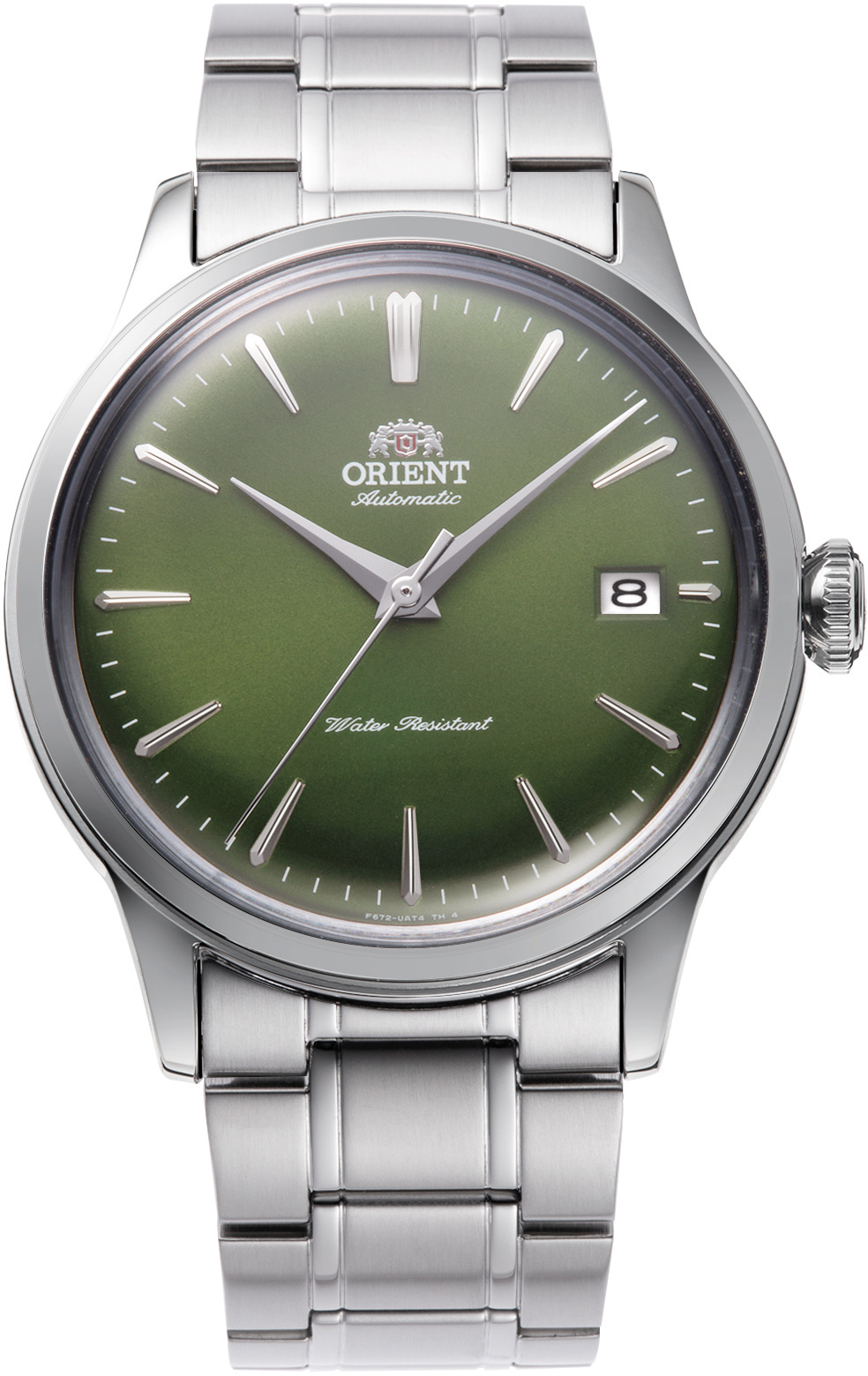 De Orient Bambino 38,5 mm RA-AC0M09E kenmerkt zich door zijn groene analoge wijzerplaat, automatische beweging en roestvrijstalen behuizing en armband. De waterbestendigheid is 3 ATM. Perfect voor elegante gelegenheden, draag hem met formele of zakelijke outfits voor een stijlvolle uitstraling. Dit horloge heeft geen datum- of lichtfunctie en is nikkelhoudend.