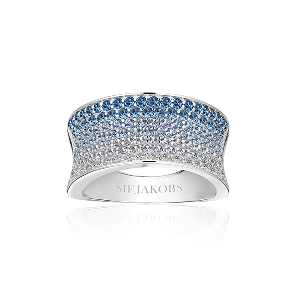 RING FELINE CONCAVO WITH GRADIENT TONES OF BLUE AND WHITE ZIRCONIA (52)