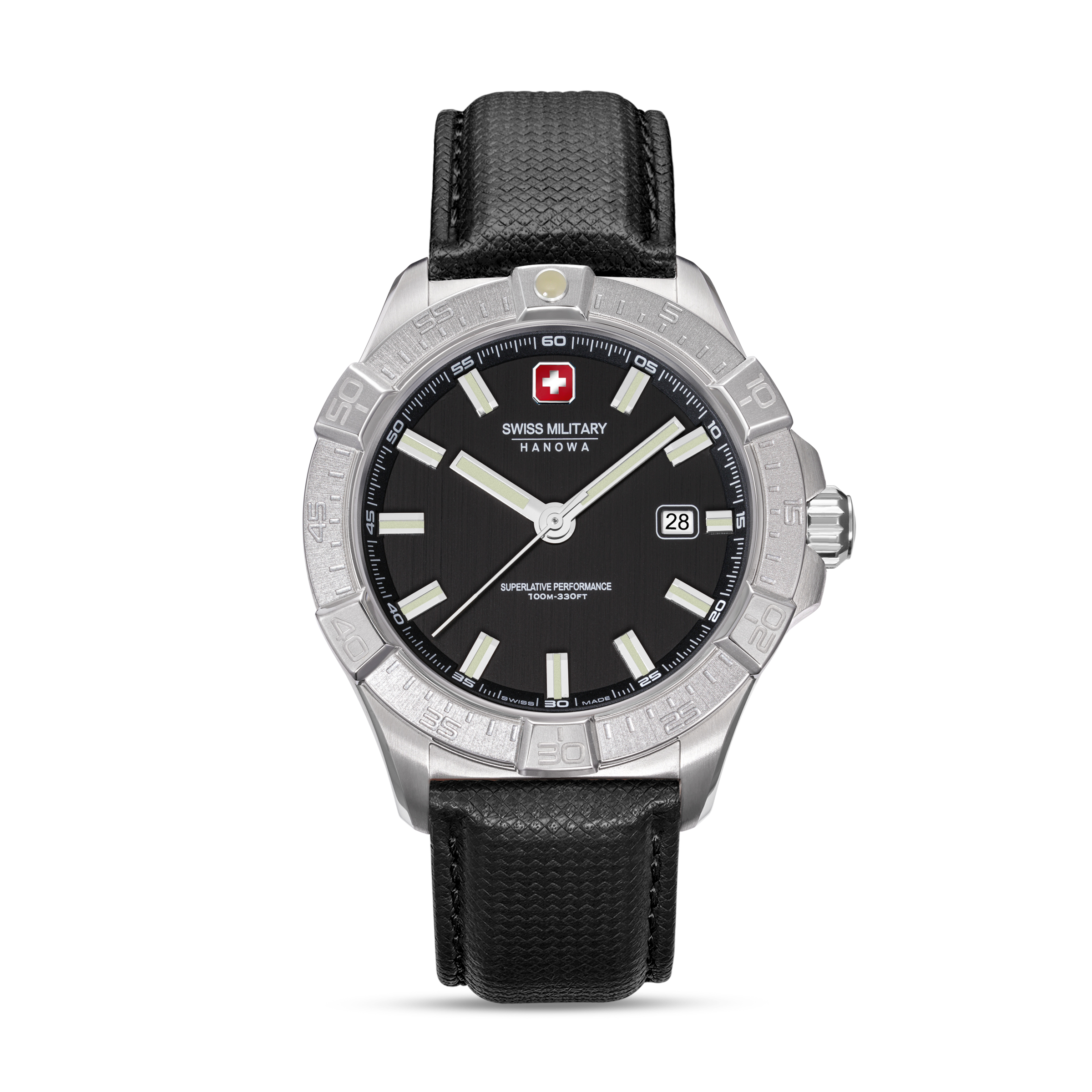 Dit is een horloge van het merk Swiss Military Hanowa gemaakt voor heren.
De specificaties zijn als volgt:
Kastmaat: 42 mm
Waterdichtheid: 10 ATM / 100 Meter / 330 Feet
Dit horloge heeft de volgende functies/eigenschappen:
Datumaanduiding