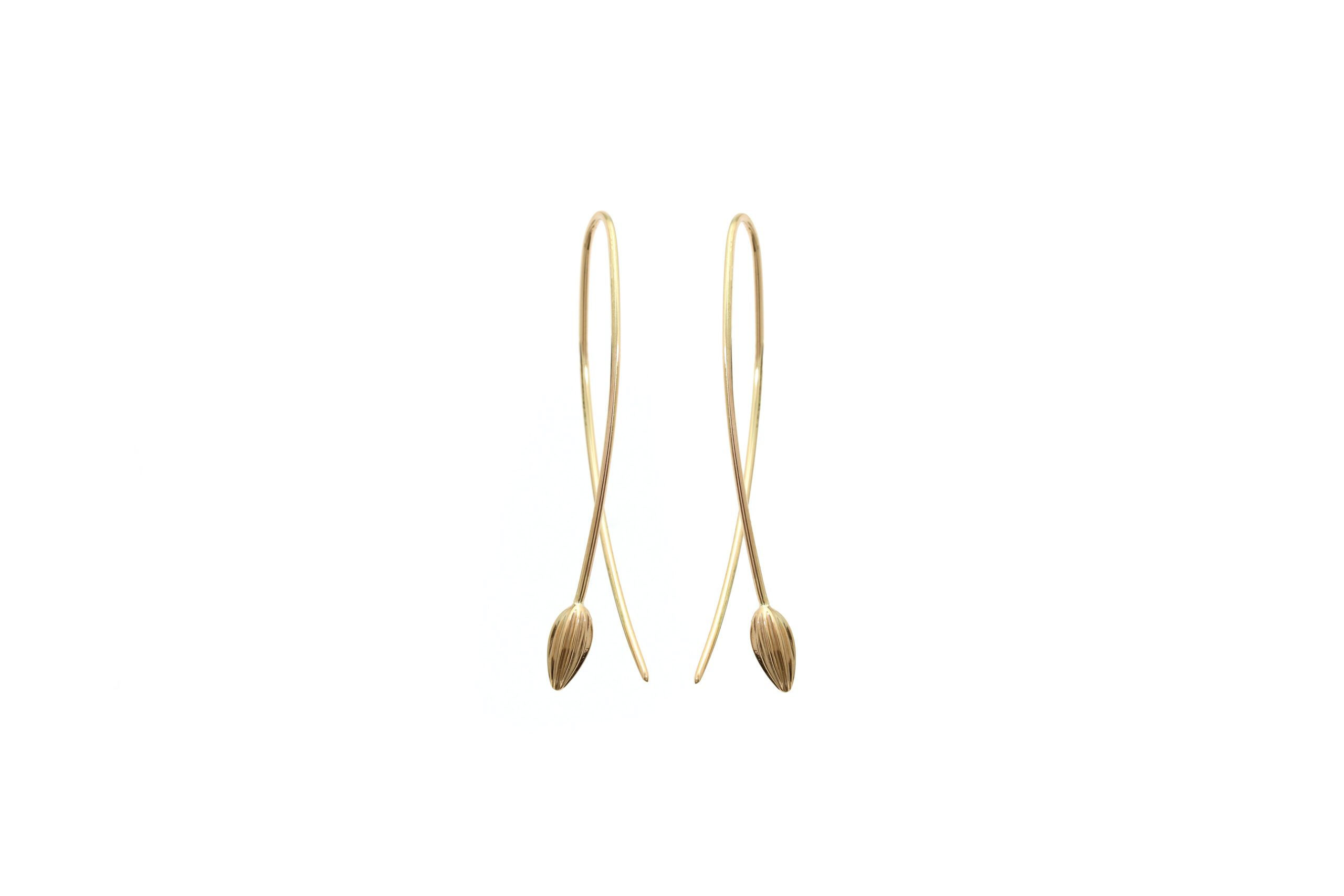 Gouden oorhangers met bloemknop Linn 14 karaat 