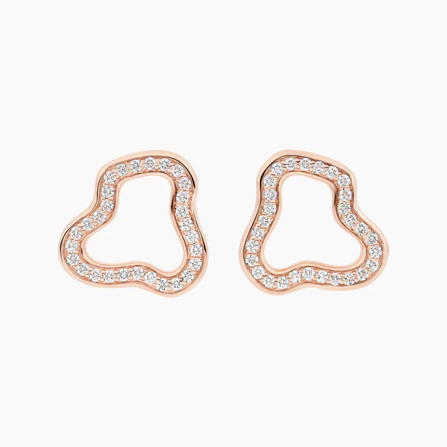 BRON oorbedels cloud met diamant 0.23ct in 18 krt rose goud