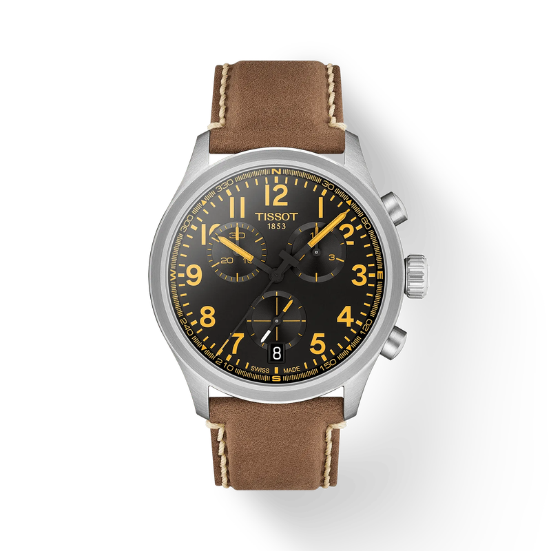 De Tissot Chrono L T1164171605201 is een elegante polshorloge met een roestvrijstalen kast en saffierglas. Met zijn bruine lederen band en zwarte wijzerplaat heeft het een klassieke uitstraling. Dit quartz horloge is waterbestendig tot 10 ATM en is hypoallergeen. Perfect voor dagelijks gebruik, vooral bij formele gelegenheden, dankzij het stijlvolle en tijdloze ontwerp.