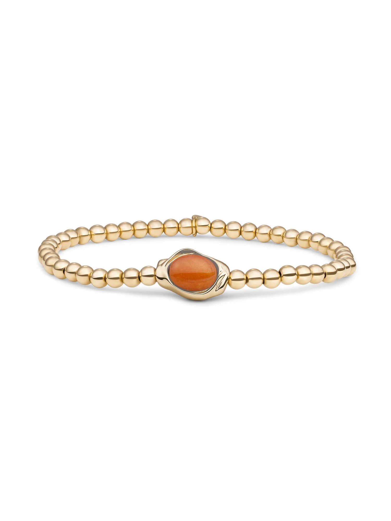 Bracelet | Red Aventurine Flow - Gold (modelnummer: SB-G-4MM-FLG28): Deze armband is verguld en heeft een subtiele rode aventurijn uitstraling. Ideaal voor een polsomvang van 180 mm. Perfect te combineren met andere gouden sieraden voor een chique, gelaagde look. Draag het dagelijks of voor speciale gelegenheden voor een stijlvolle touch.