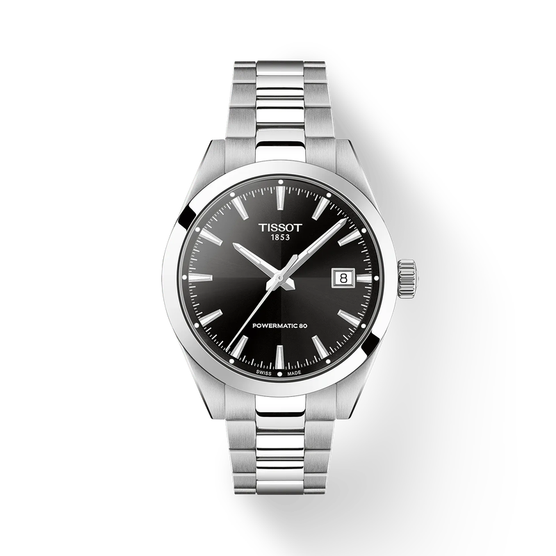 De Tissot Gentleman T1658071105100 is een elegant polshorloge met een roestvrijstalen kast en band. Het beschikt over een zwarte wijzerplaat met strepenindex, saffierglas, automatische Zwitserse beweging en datumaanduiding. Het horloge is 10 ATM waterdicht. Perfect voor zowel zakelijke als casual gelegenheden, dit nikkelvrije en anti-allergie horloge straalt klasse uit.

Beste draagadvies: Combineer met zilveren accessoires.