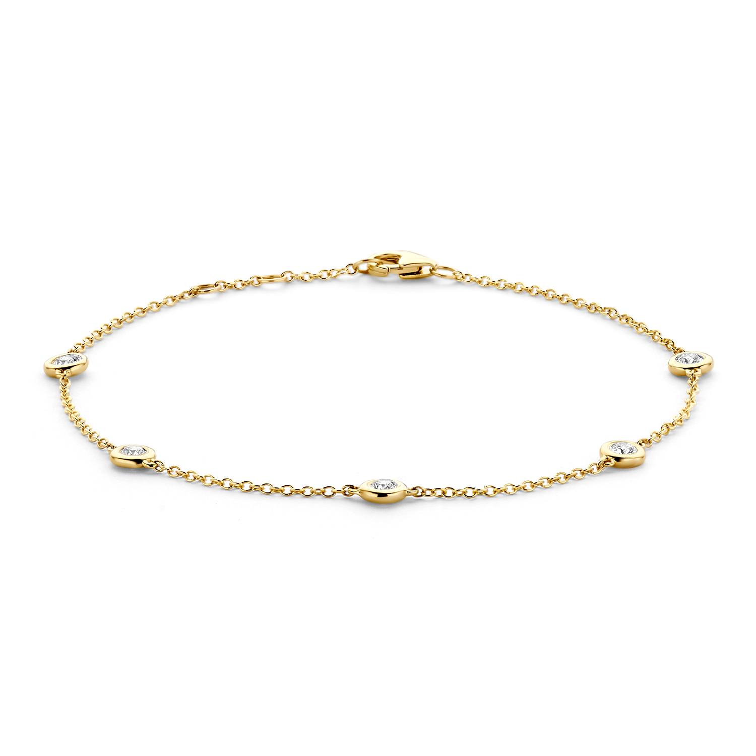 Blush Lab Diamonds - Geelgouden armband bezet met 5 briljant geslepen labgrown diamanten - LG2002Y