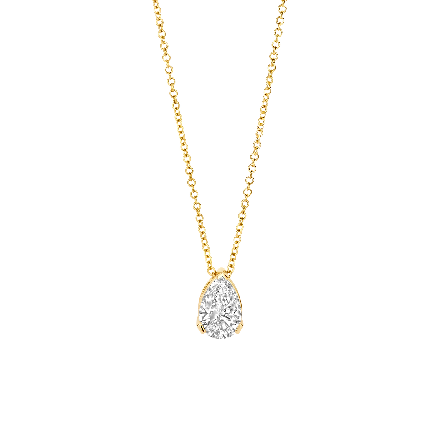 Blush Lab Diamonds - Geelgouden collier incl. hanger bezet met peerslijpsel labgrown diamant - LG3012Y