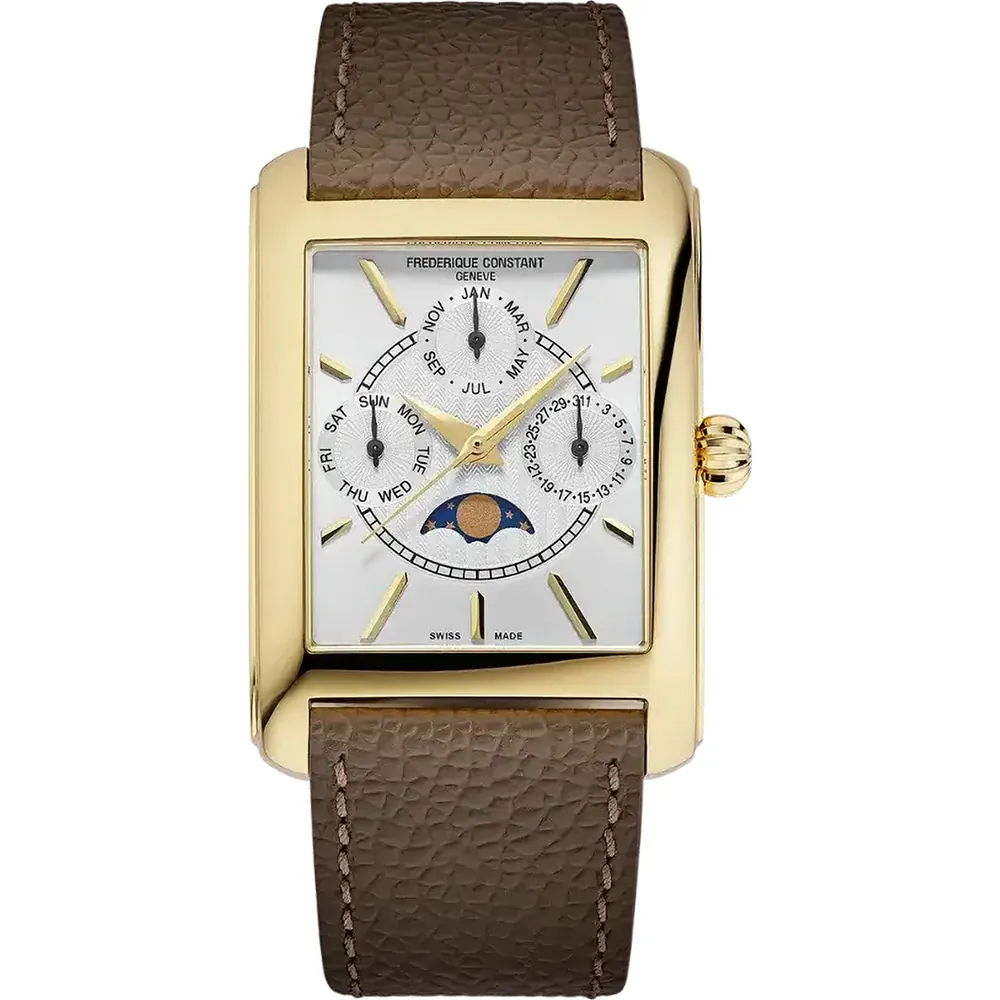 De Frederique Constant Classics FC-265S4C5 Carree Calendar Moonphase is een luxueus herenhorloge uit de horlogecategorie "polshorloge". Dit elegante uurwerk beschikt over een kalender- en maanfasefunctie. Draag het bij formele gelegenheden of als stijlvol statement in je dagelijkse outfit. De combinatie van traditioneel ontwerp en moderne functies maakt het een tijdloze keuze voor elke horlogeverzamelaar.