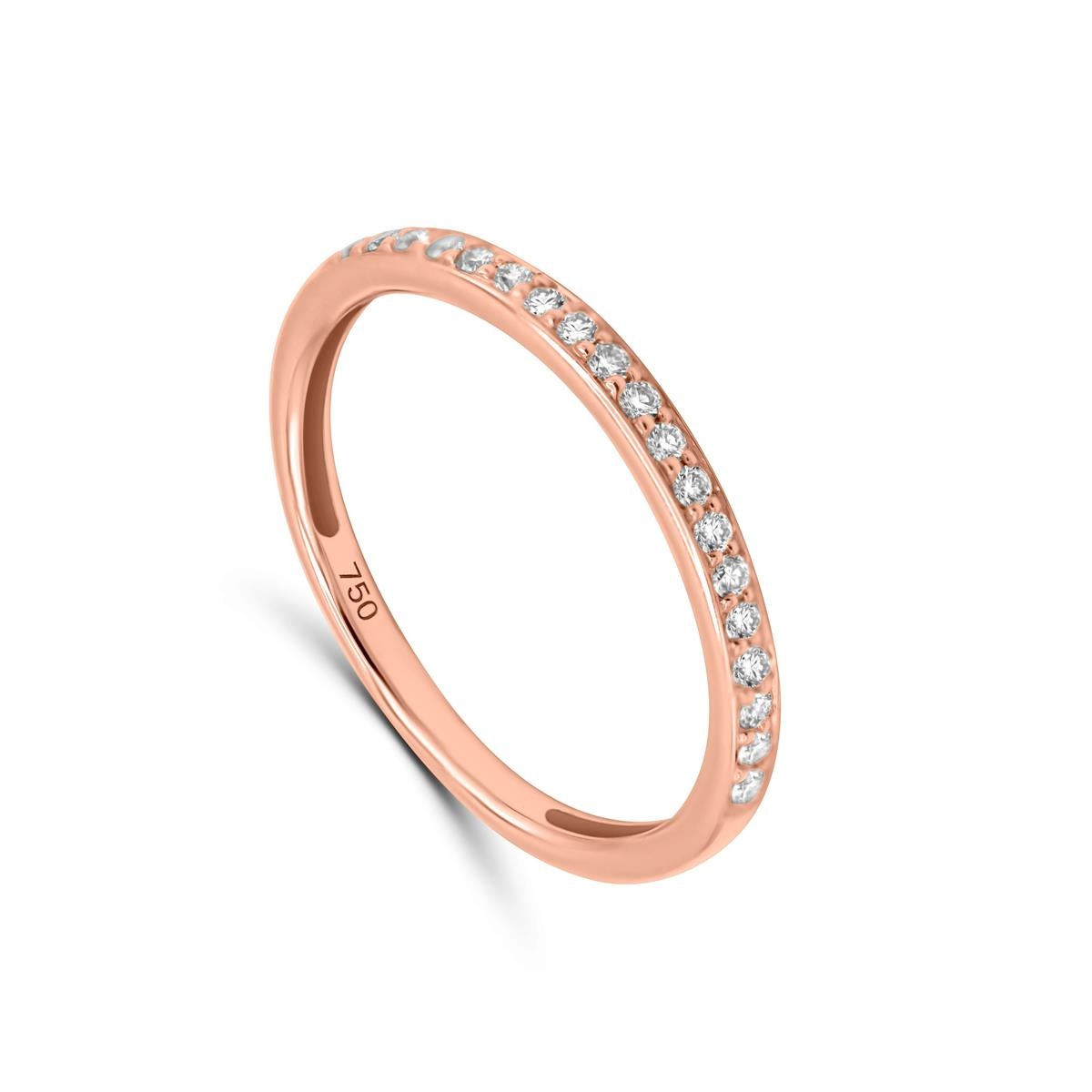 Een prachtige half gezette ring van Elegance in 18 karaat ros&eacute;goud met briljant geslepen diamanten 0.13ct.