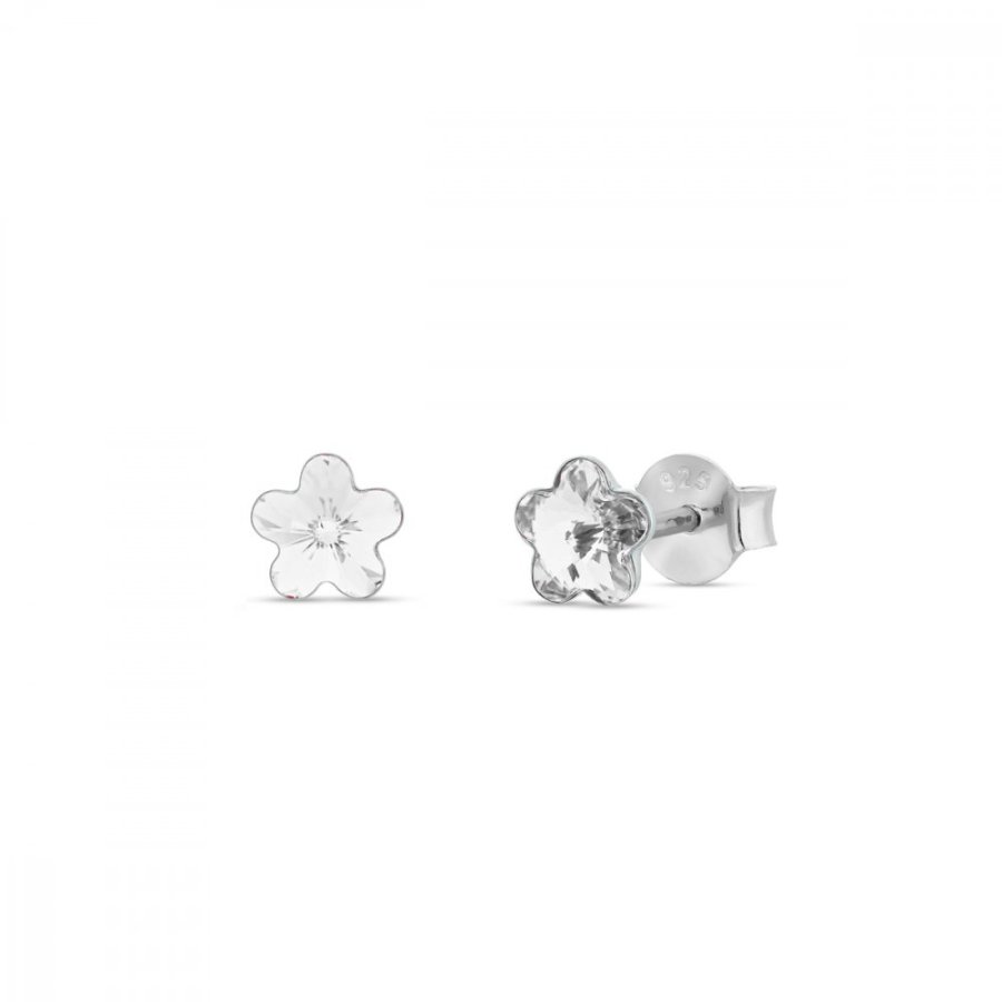 Stř&iacute;brn&eacute; n&aacute;u&scaron;nice s exkluzivn&iacute;m krystalem Swarovski Elements ve tvaru kytičky uchycen&eacute;m na porhodiovan&eacute;m stř&iacute;bře. N&aacute;u&scaron;nice jsou vyrobeny z porhodiovan&eacute;ho stř&iacute;bra, tud&iacute;ž nečernaj&iacute; a nevznikaj&iacute; alergick&eacute; reakce. Tyto unik&aacute;tn&iacute; n&aacute;u&scaron;nice jsou vhodn&eacute; jak pro běžn&eacute; no&scaron;en&iacute;, tak i pro zvl&aacute;&scaron;tn&iacute; př&iacute;ležitosti.