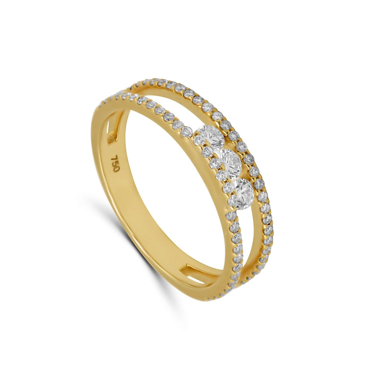 Speelse geelgouden ring met diamanten 0.47ct