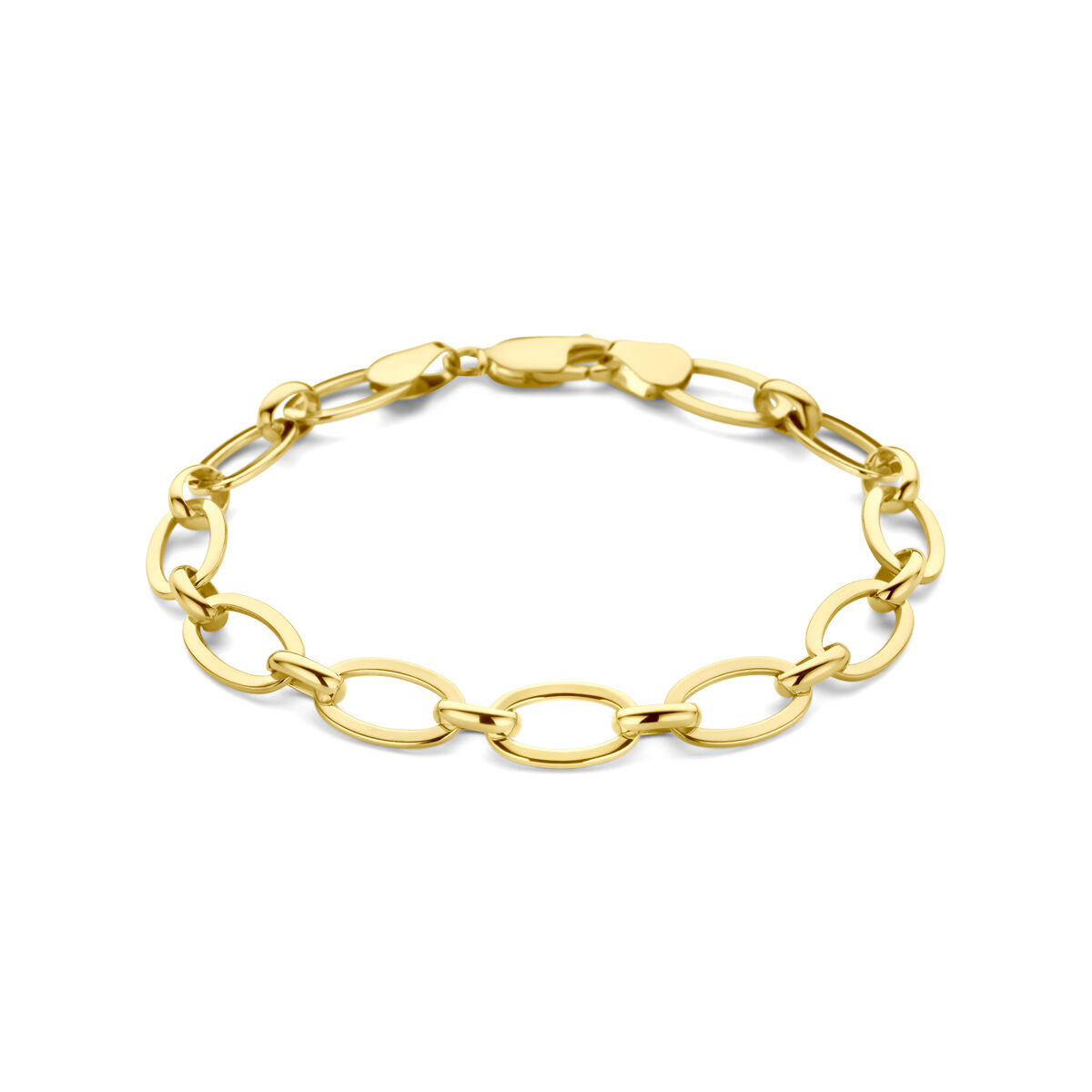 Gouden armband met een kern van zilver , lengte 19 cm.