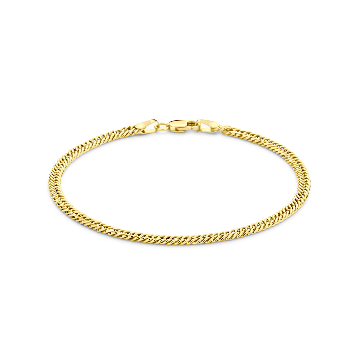 Gouden armband met een kern van zilver , lengte 18.5 cm.