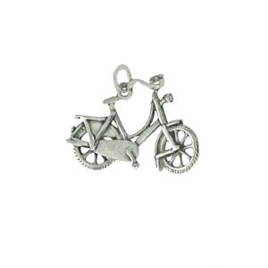 zilveren hanger in de vorm van een Hollandse "Oma"-fiets