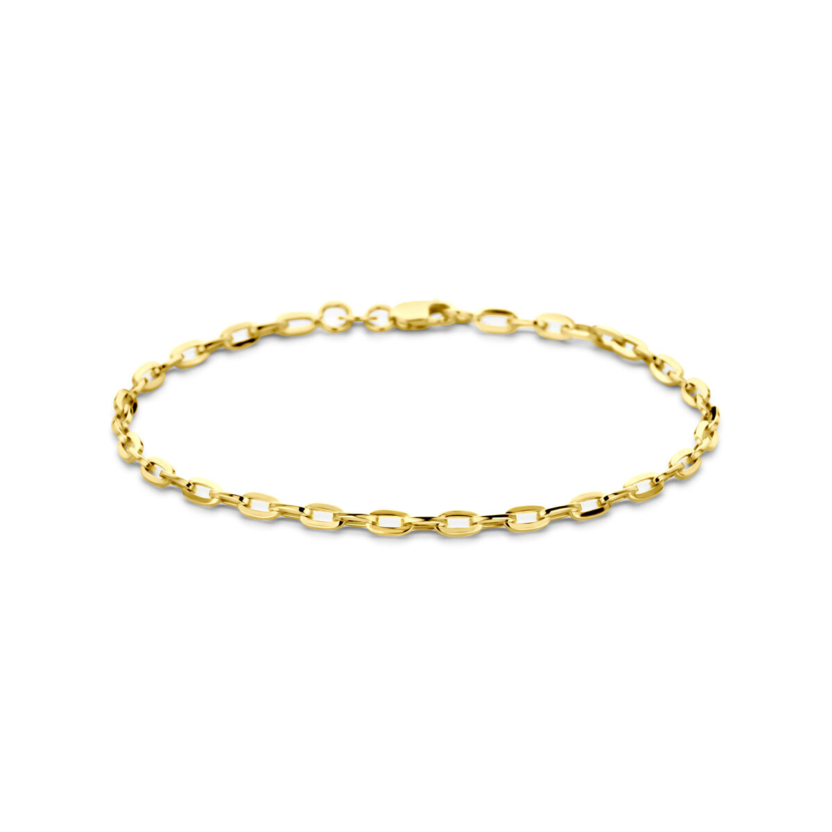 Gouden armband met een kern van zilver , lengte 19 cm.. Bijpassend collier verkrijgbaar.
