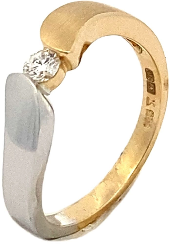 Bicolor gouden ring met briljant 0.14 crt W/SI