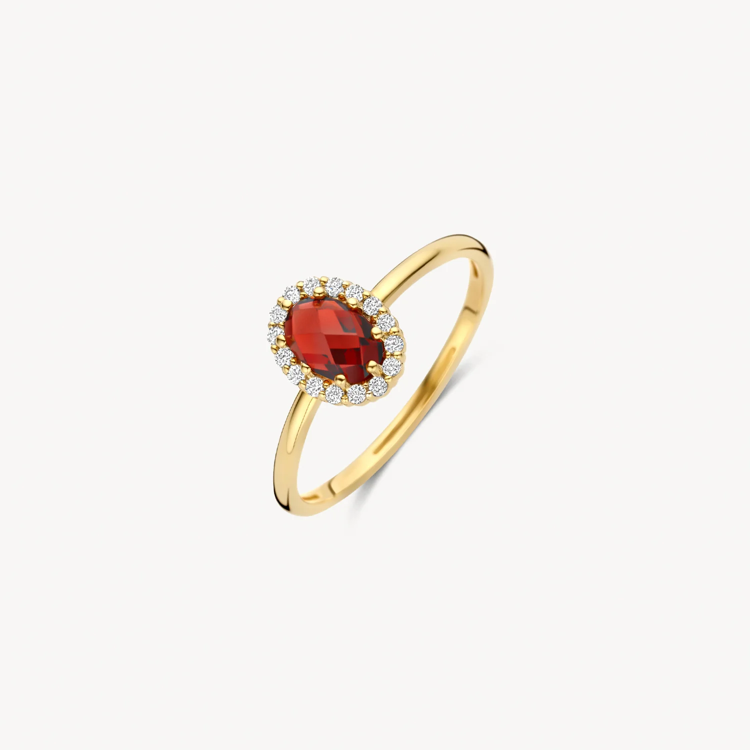 Blush geelgouden ring Rooktopaas en zirkonia maat 54