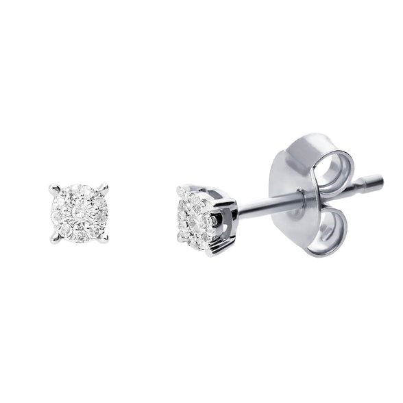 Witgouden oorstekers met 0.03ct. diamant