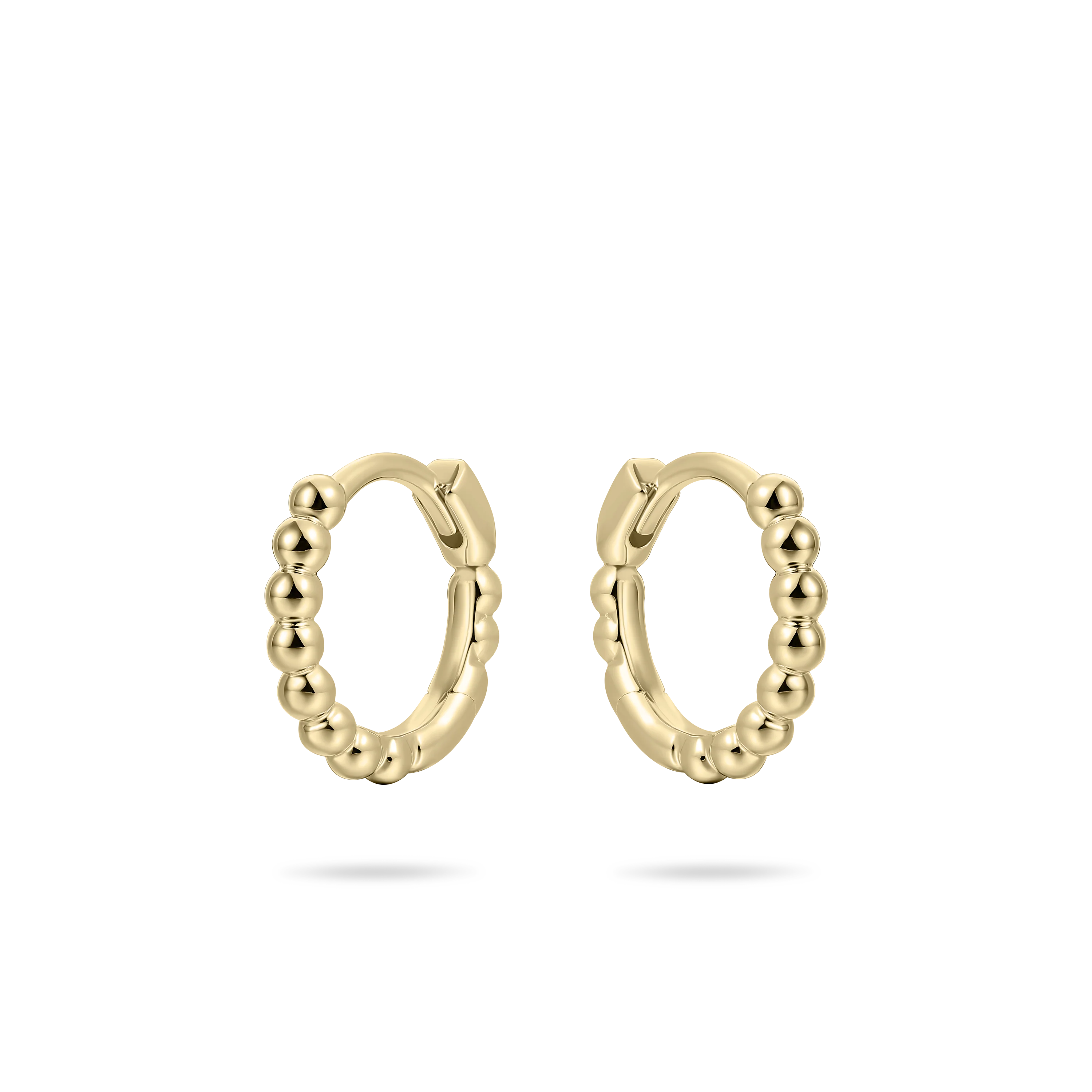 These Beaded Small Hoop Earrings exude elegance and sophistication. Crafted from gold plated silver and rhodium plated silver, they feature exquisitely designed hoops with small, beaded accents for a truly remarkable finish. Mini and delicately stylish, these earrings will add an exclusive touch to your look.