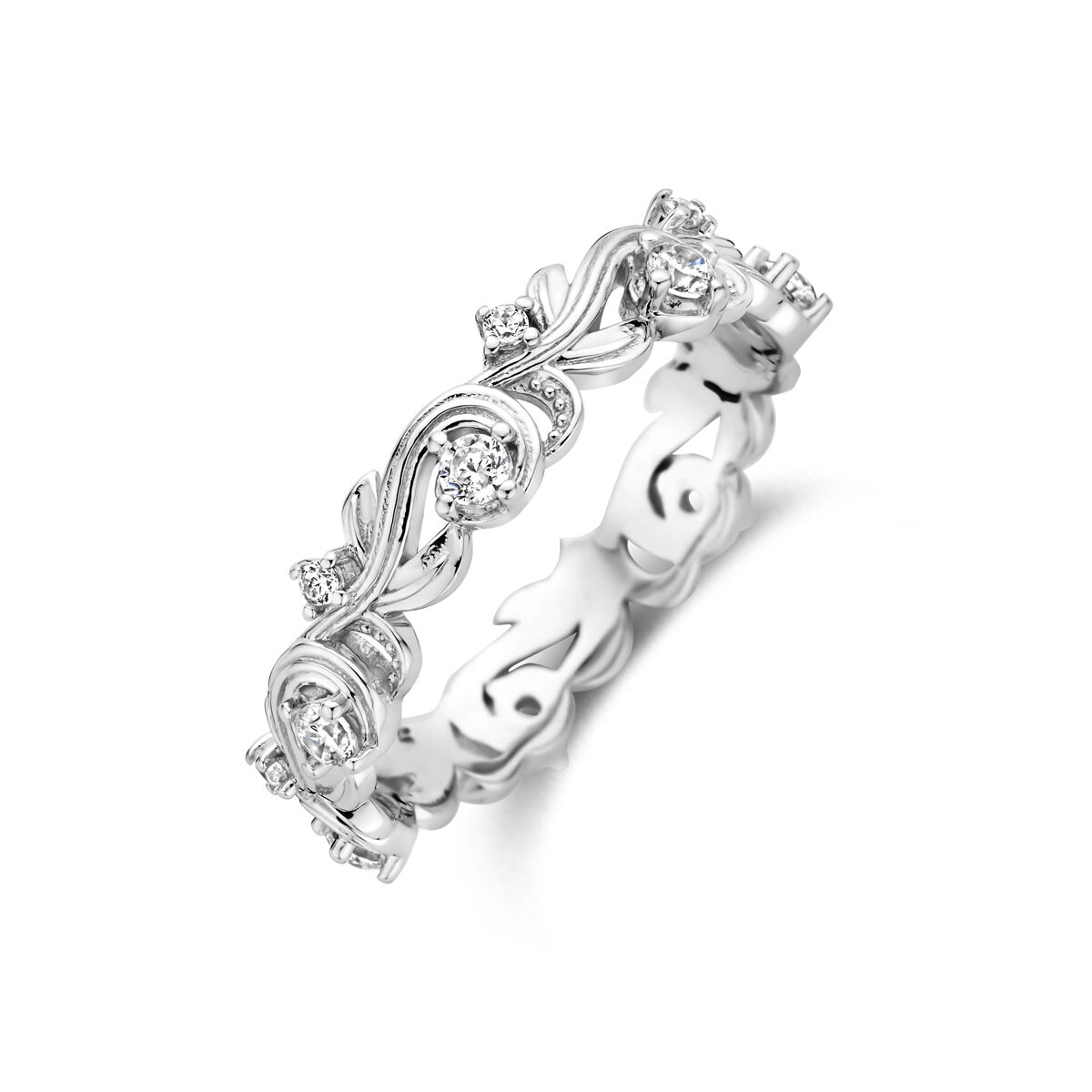 Zilveren sierlijke ring met zirkonia