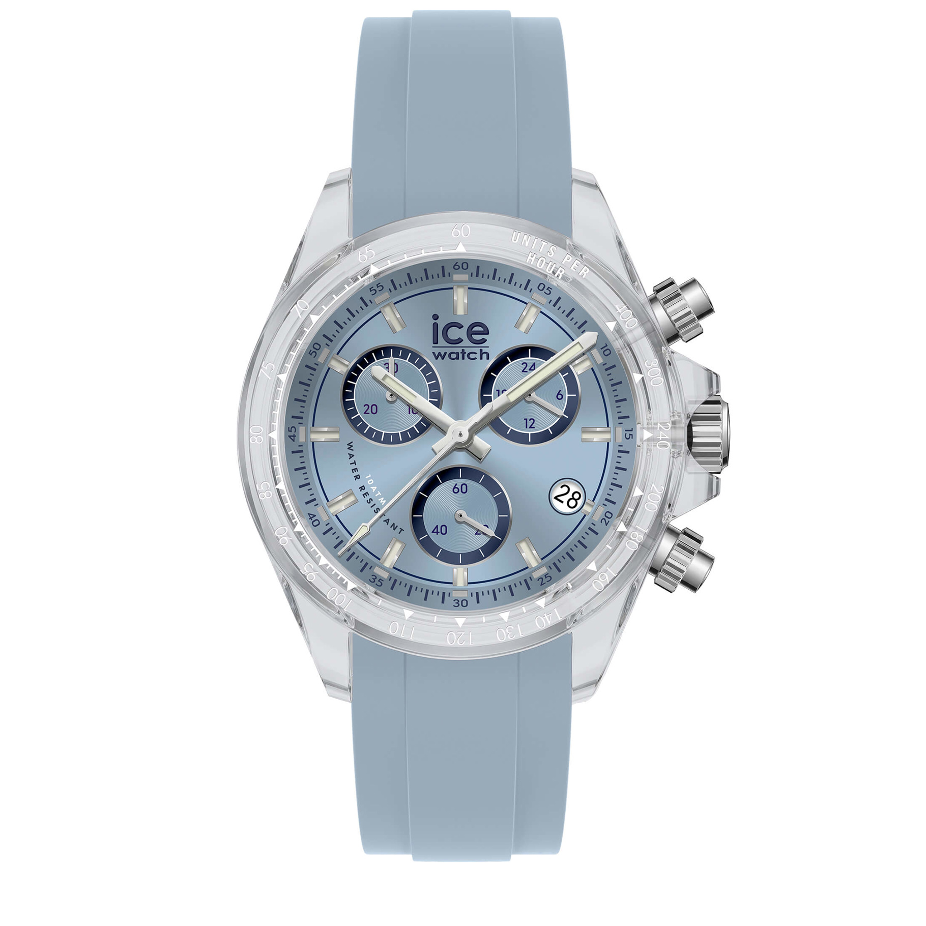 De BEWATCH Clear timeless blue 41mm (modelnummer 025632) heeft een roestvrijstalen kast, blauw siliconen bandje en een blauwe wijzerplaat met streepindex. Het horloge heeft een rond zilverkleurig ontwerp, mineraalglas en een chronograaf met datumaanduiding. Het is waterbestendig tot 10 bar en heeft een quartz uurwerk. Perfect om dagelijks te dragen.