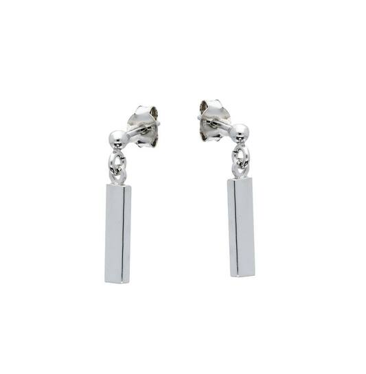 Zilveren oorhangers met staafje