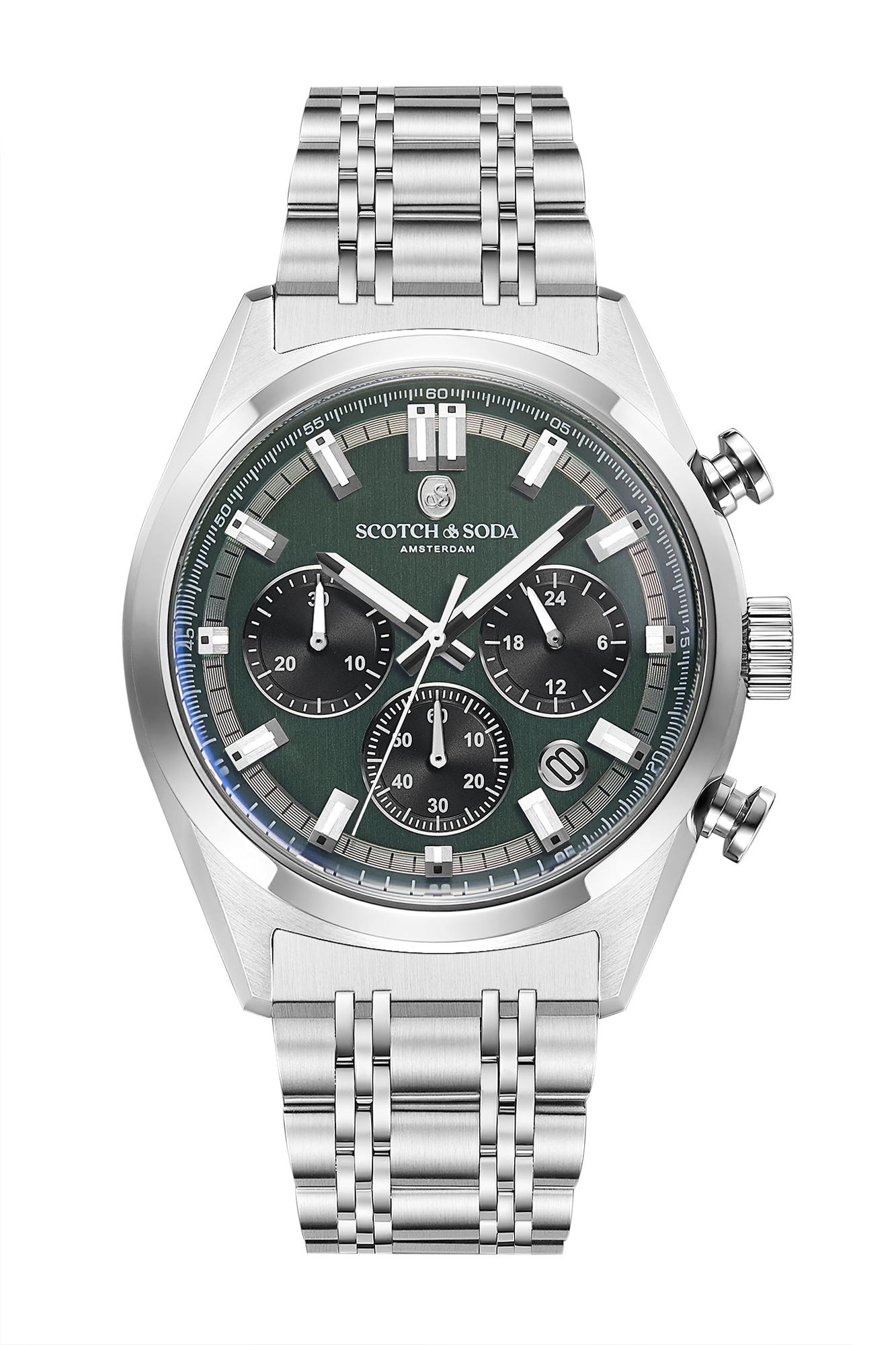 Scotch & Soda Heren Chronograaf Staal Groen