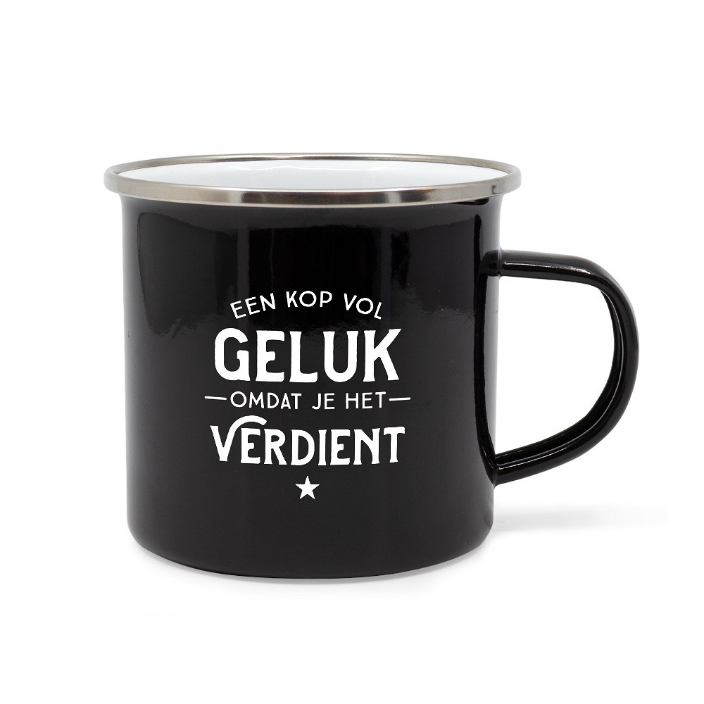 De Lekker stoer - Mok - Mok vol geluk,  biedt een vrolijke start van de dag en is ideaal voor koffie, thee of andere dranken. Perfect om te gebruiken tijdens feestelijke gelegenheden of gewoon thuis voor een moment van geluk. Een must-have accessoire voor elke keuken!