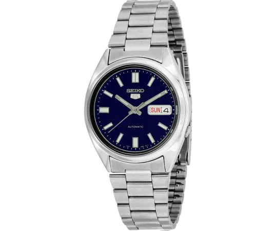 Die Herrenuhr Seiko besticht durch ein elegantes Design mit einem Edelstahlgeh&auml;use und -armband. Sie verf&uuml;gt &uuml;ber ein automatisches Uhrwerk, einen blauen Zifferblatt mit Datumsanzeige und eine Wasserdichtigkeit von bis zu 30 Metern. Diese Uhr eignet sich perfekt f&uuml;r den Alltag und besondere Anl&auml;sse. Tragen Sie sie zu einem Business-Outfit oder casual f&uuml;r einen stilvollen Look.