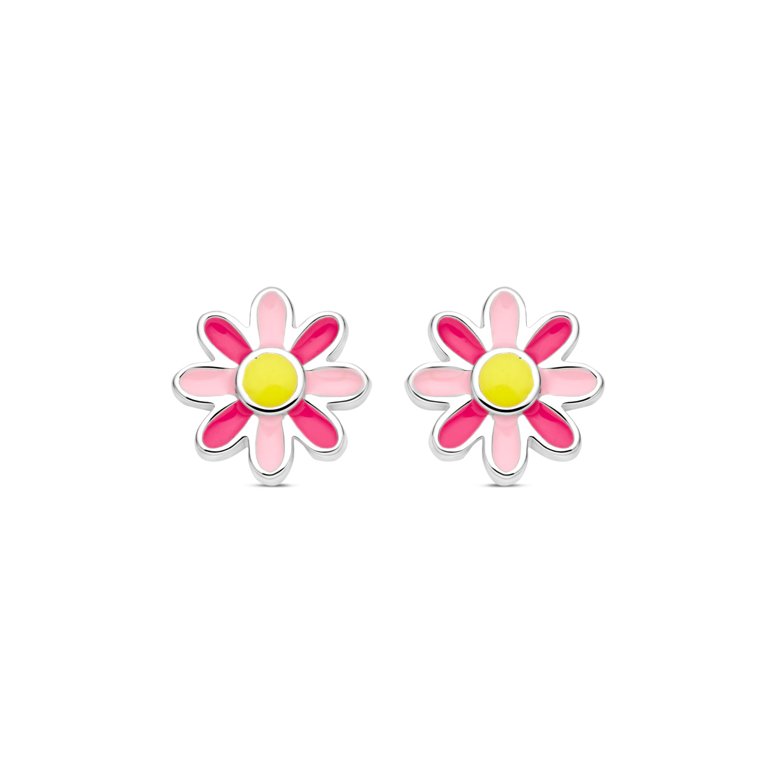 Zilveren oorknop met bloem